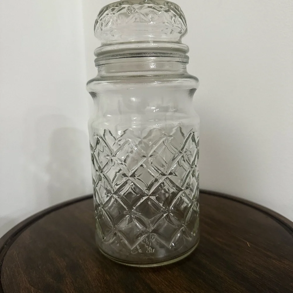 Vintage Planters Mr. Peanut Glass Jar with Lid - Diamond Pattern 8